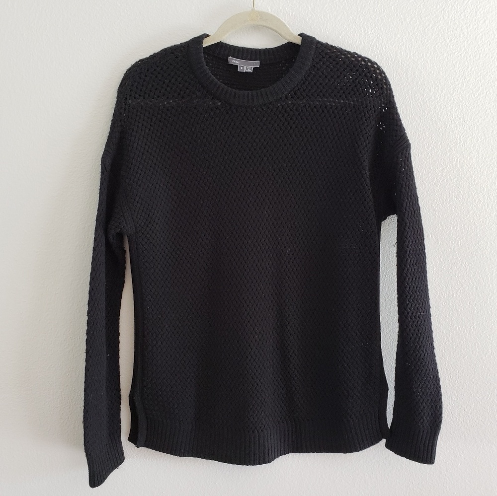 Vince Black Open Knit Sweater Size Small